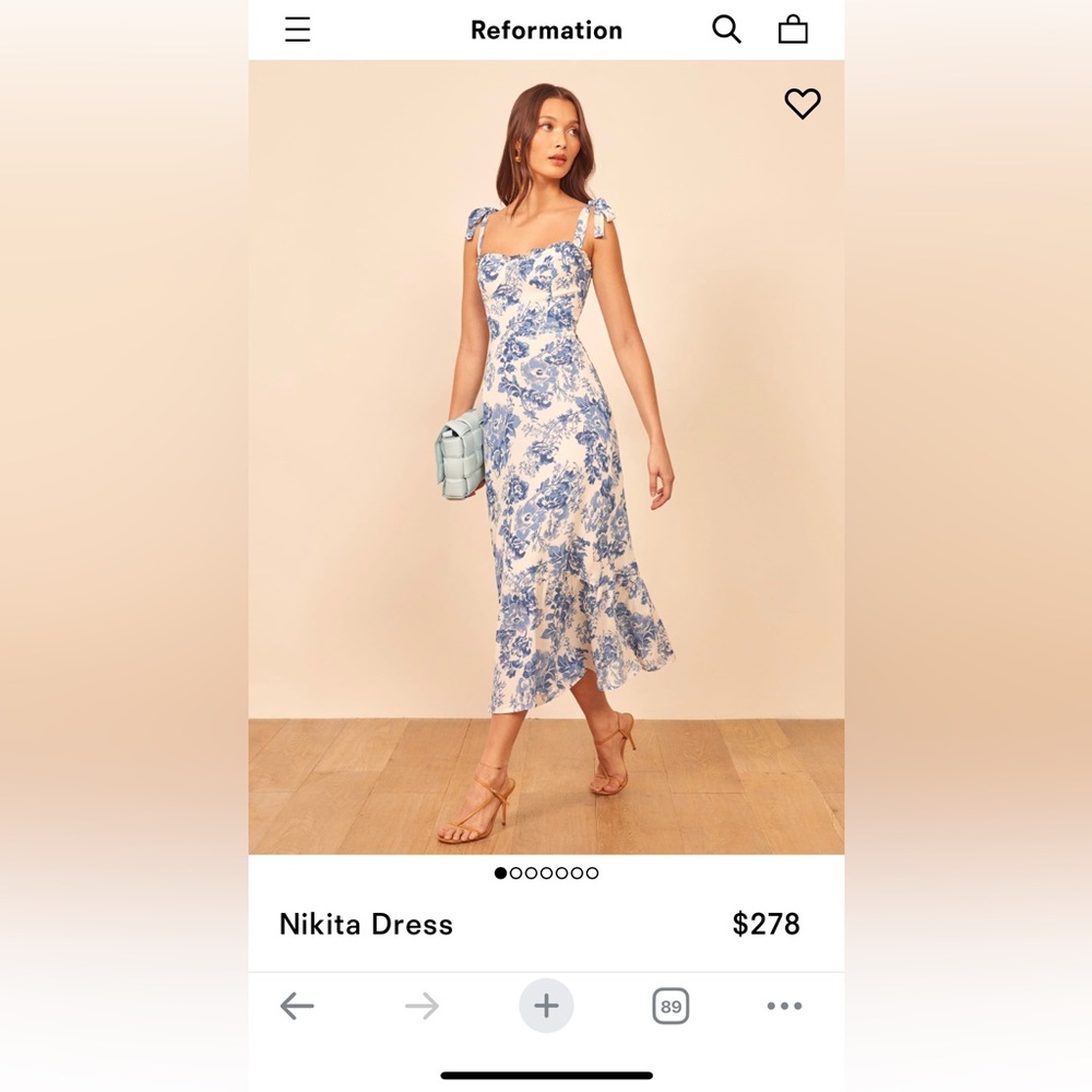 Reformation Nikita Blue and White Floral Midi Dress